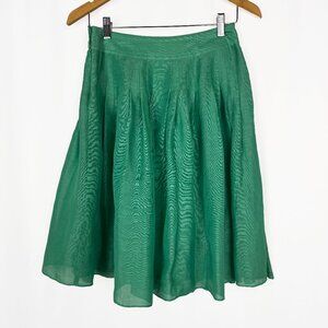 Banana Republic Women's 0P Green Linen Silk Pleated A-line Skirt